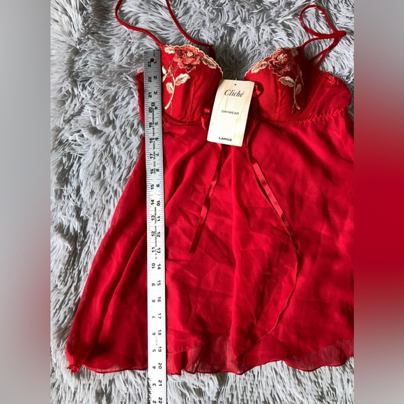 Red front closure babydoll lingerie with thong NWT - Picture 4 of 10